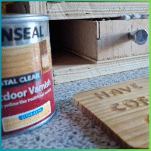 HAND-ENGRAVING WITH EPOXY RESIN COLOUR AND VARNISH - COASTER WOOD - PACK OF 4 (HAVE A COFFEE OR TEA ON ME)